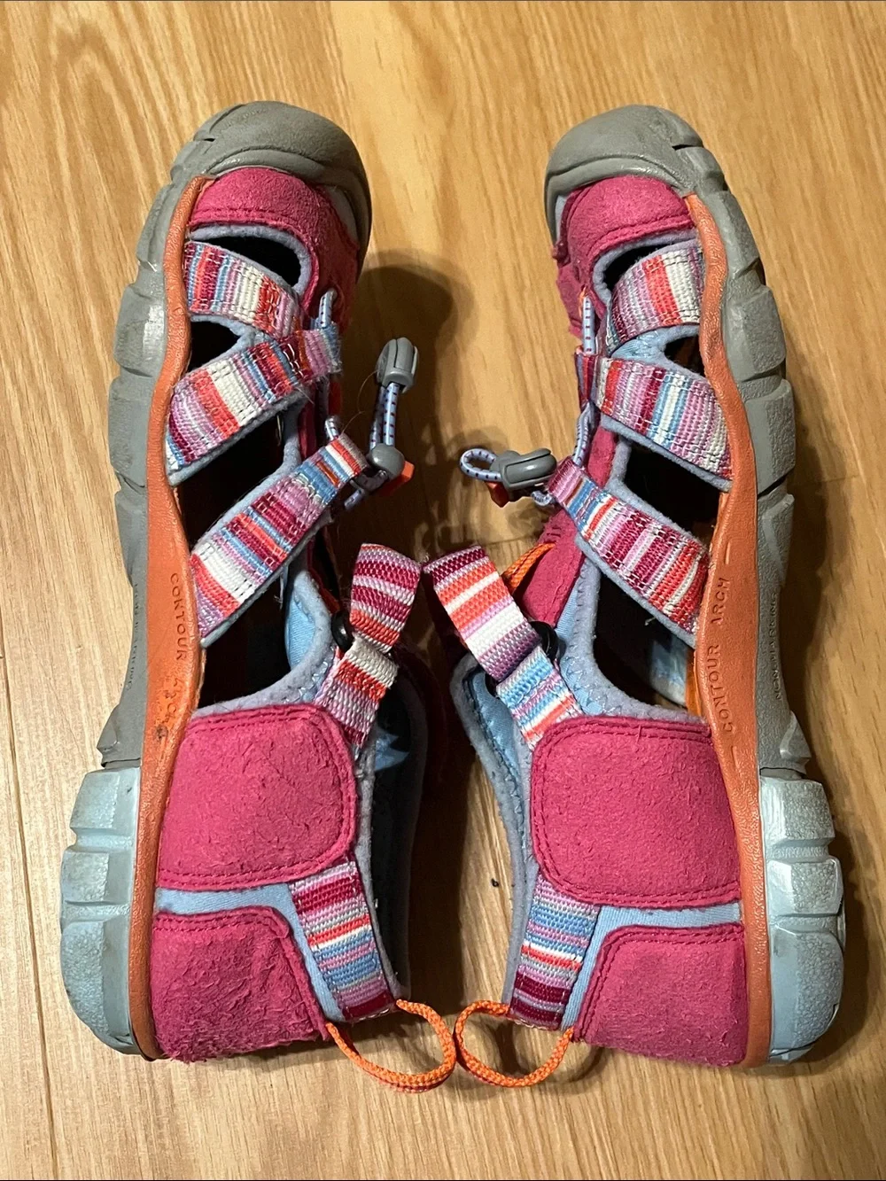 KEEN Seacamp Kids Pink & Orange Multistripe Closed-Toe Water Sandals